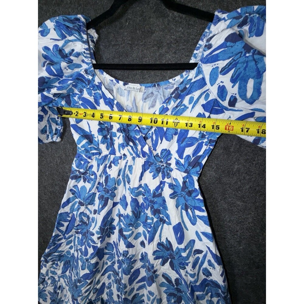 See and Be Seen Women's S 100% Cotton Floral Midi Dress Puff Sleeve Wrap Bodice - Picture 5 of 9